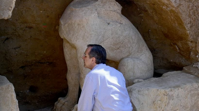 Close up of one of the sphinxes at Amphipolis