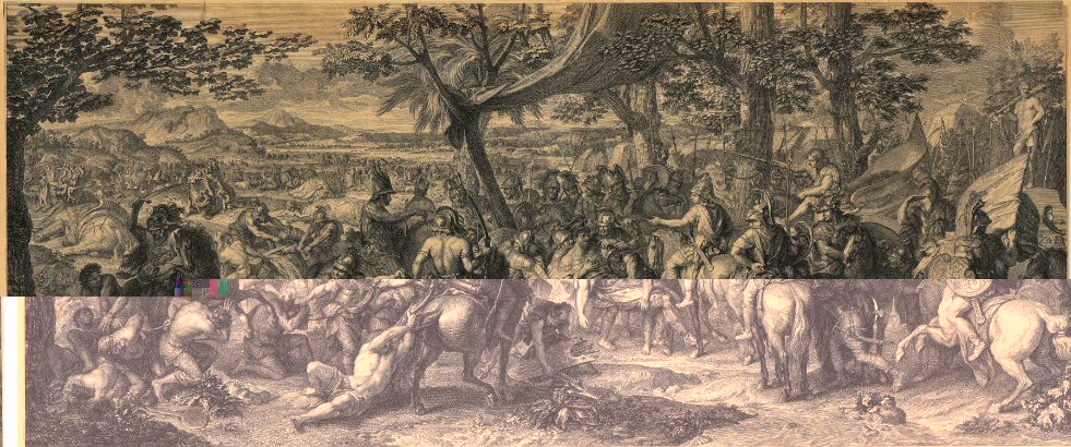 Porus before Alexander: Audran engraving after Charles Le Brun