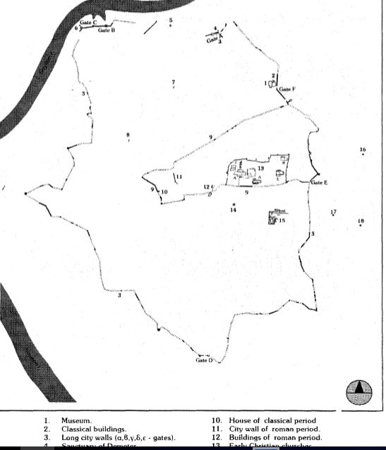 Amphipolis plan of walls at fullest extent showing sections still extant.JPG